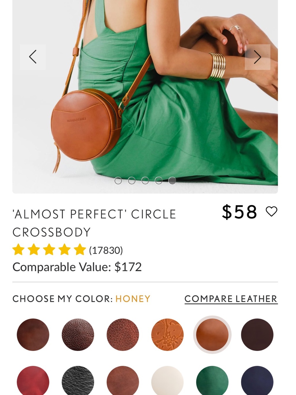 Portland Leather Goods Honey Circle Crossbody Bag - Picture 6 of 8